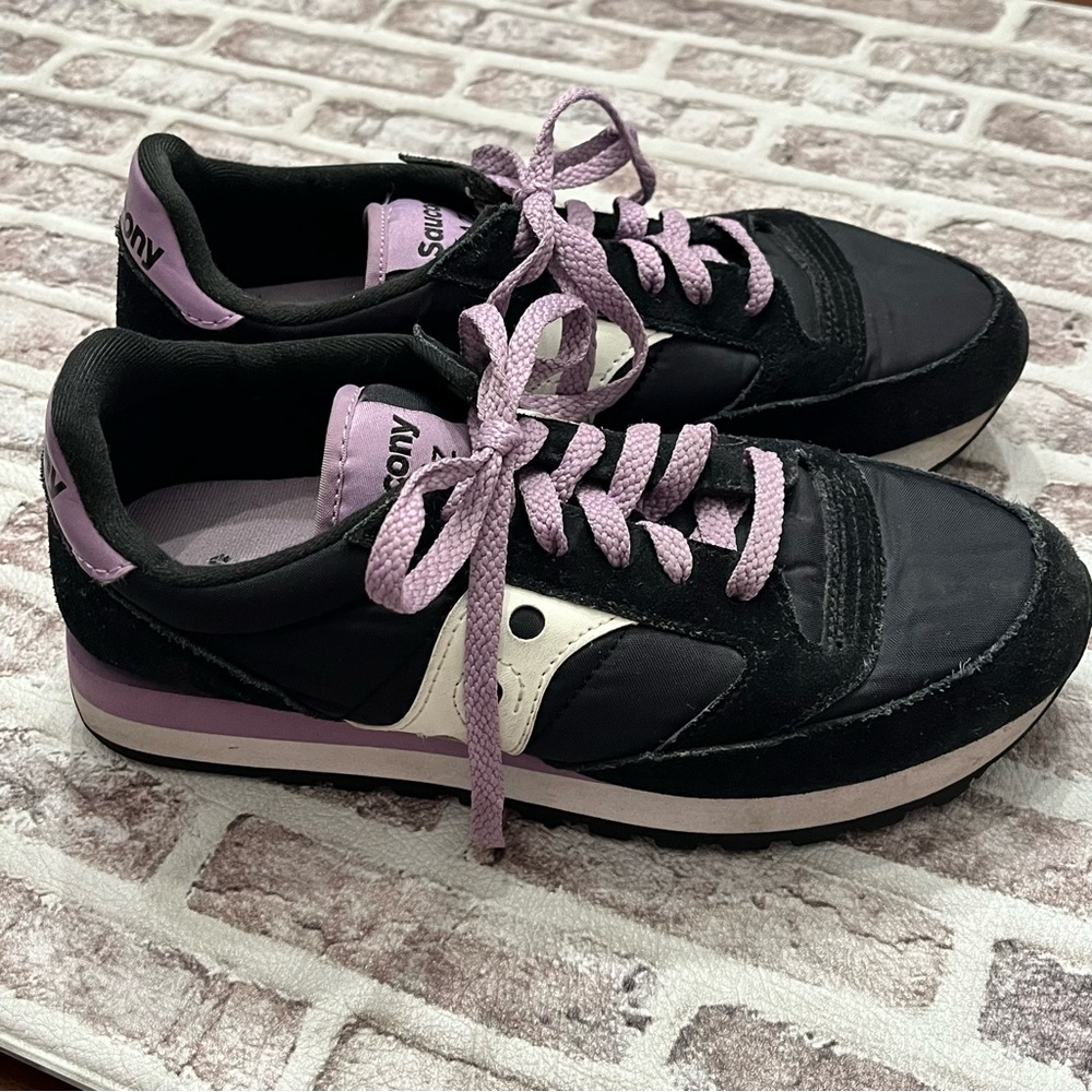 Saucony Jazz Original Running Sneakers Black Purple Suede Retro Women’s 6.5
